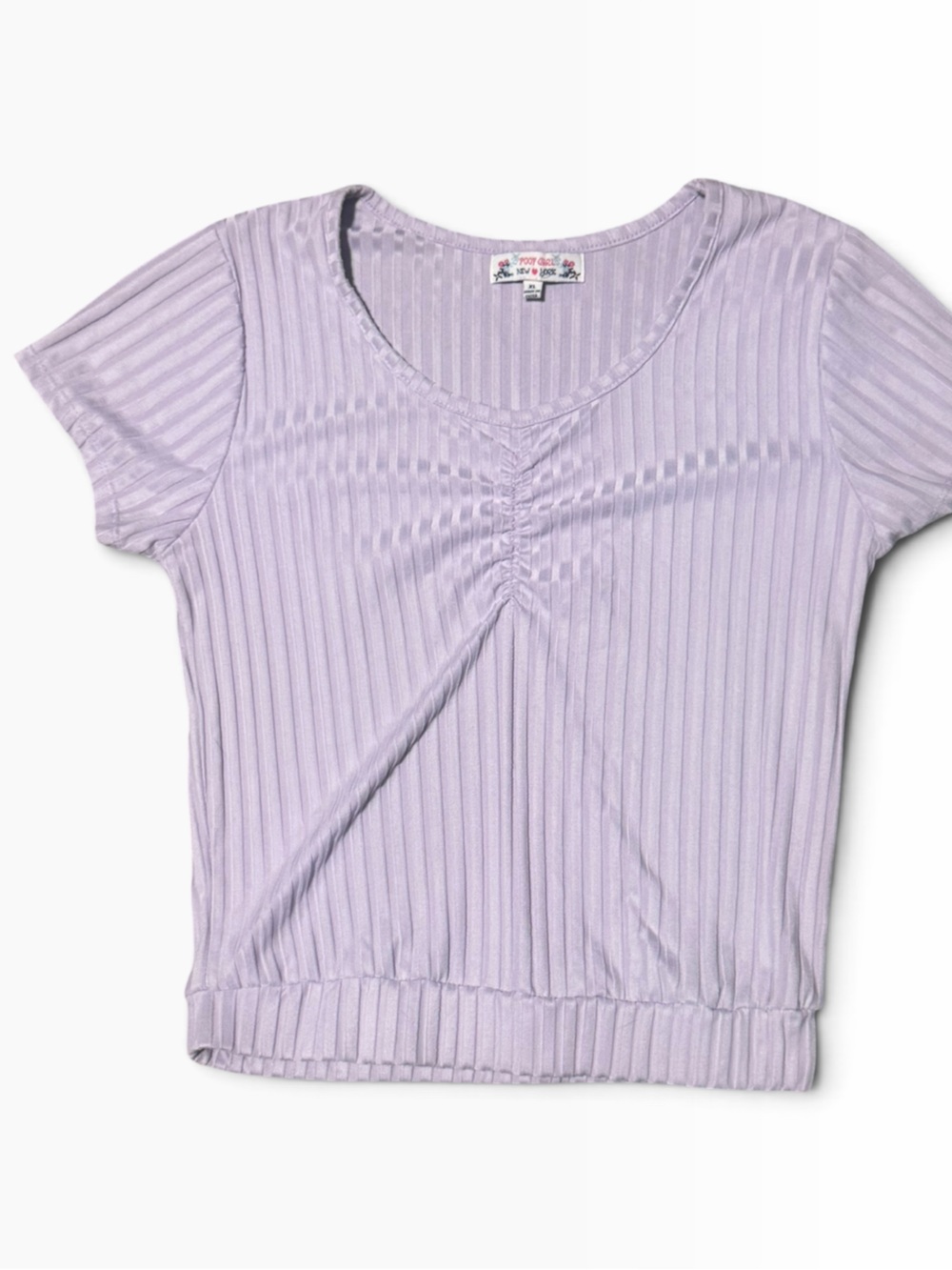Girls' Lavender Ribbed Short Sleeve Tee - Unbranded